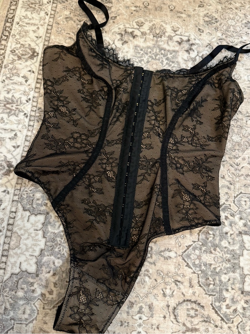 Shapellx Sheer Black Lace Shapewear Bodysuit - Black